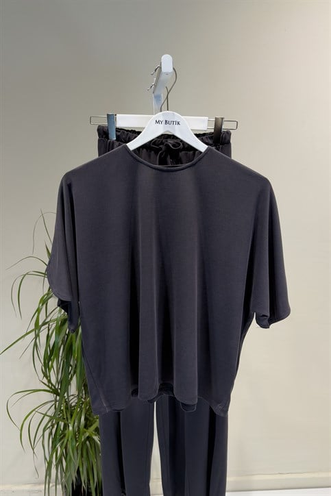 Siyah Crop Pantolon Takım