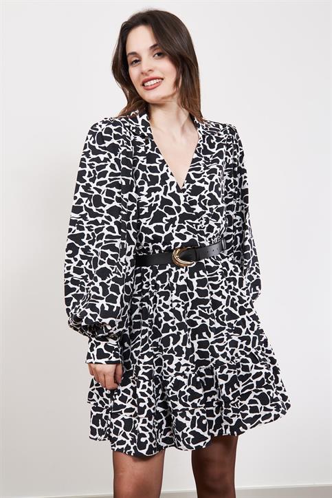 Siyah Desenli Elbise