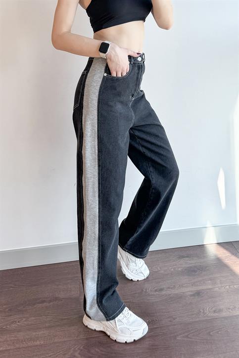 Siyah Garnili Denim Pantolon