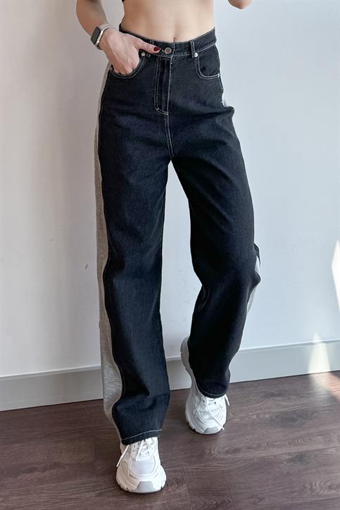 Siyah Garnili Denim Pantolon