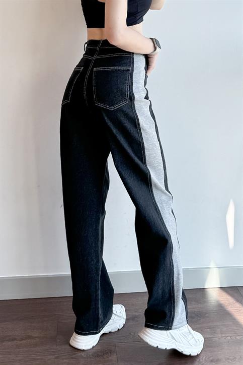 Siyah Garnili Denim Pantolon
