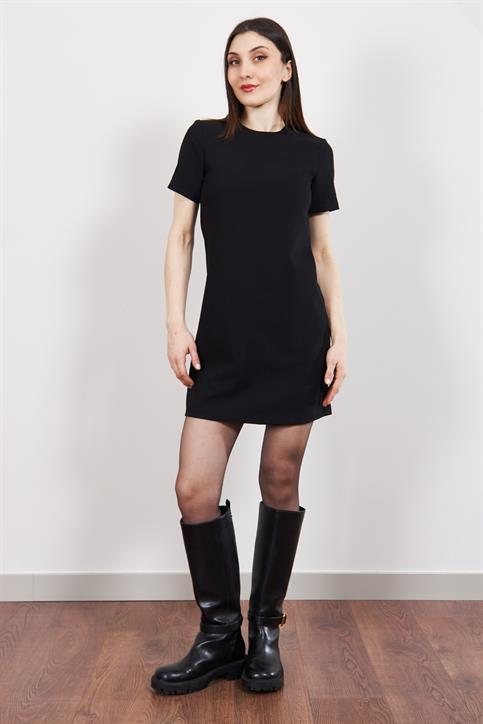Siyah Kısakollu Basic Elbise