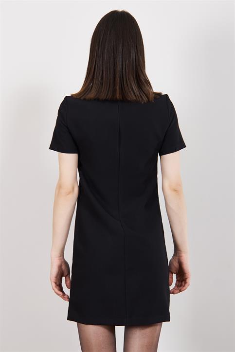 Siyah Kısakollu Basic Elbise