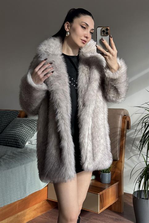 Siyah Krem Kruvaze Saçaklı Lolita Ara Boy Kaban