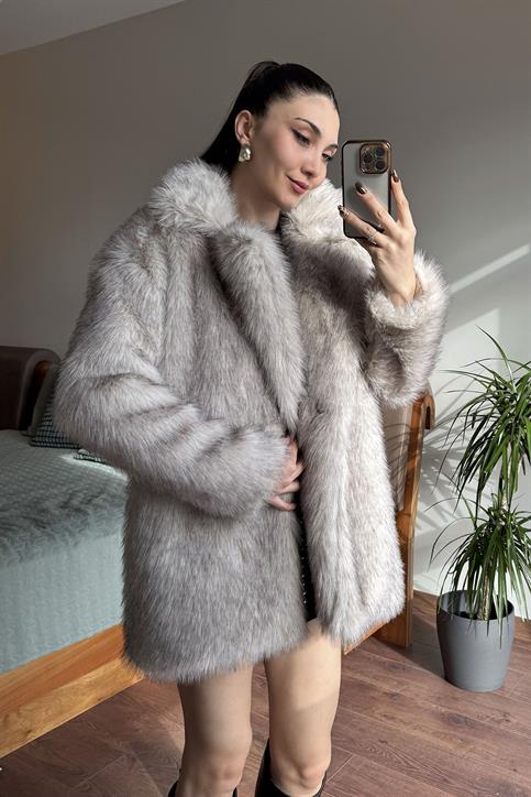 Siyah Krem Kruvaze Saçaklı Lolita Ara Boy Kaban