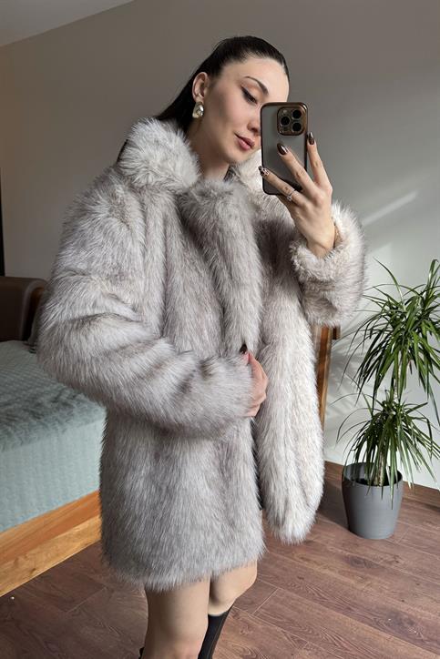 Siyah Krem Kruvaze Saçaklı Lolita Ara Boy Kaban
