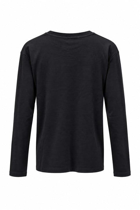 Siyah LCS Yakası Ribanalı İnterlok Uzunkollu Shirt