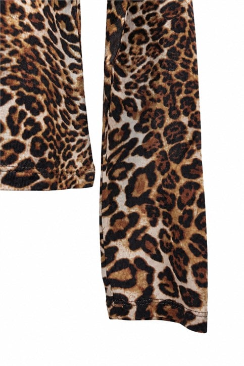 Siyah Leopar Desenli Bluz