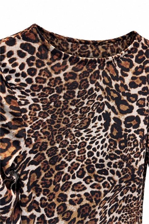 Siyah Leopar Desenli Bluz