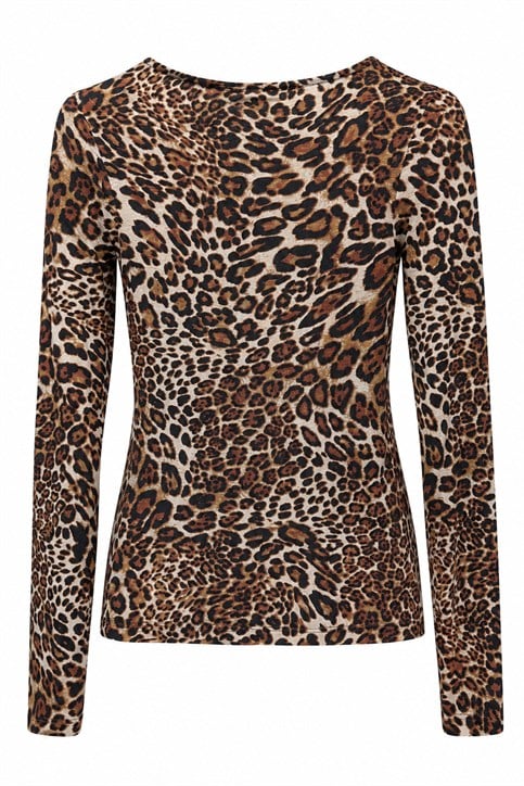 Siyah Leopar Desenli Bluz