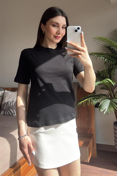 Siyah Massi Kısakollu T Shirt