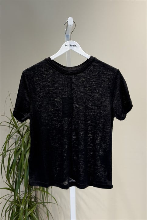 Siyah MD Keten T Shirt