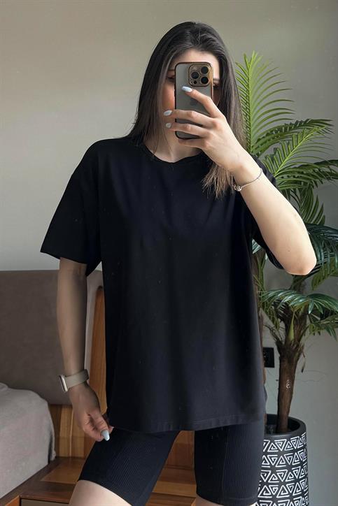 Siyah Overisze T Shirt