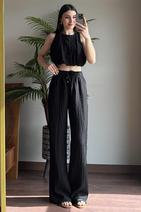 Siyah Pantolon Bluz Takım