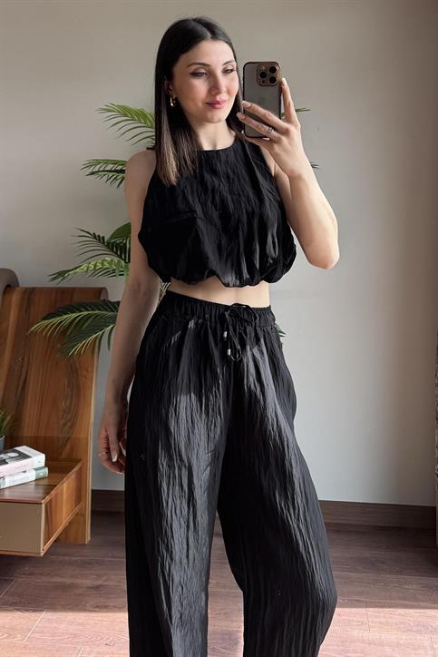 Siyah Pantolon Bluz Takım