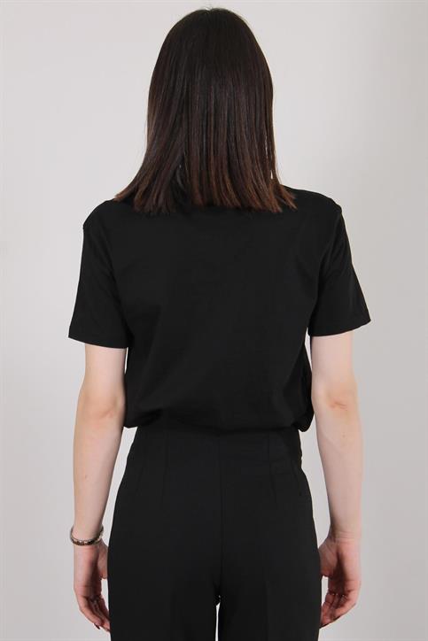 Siyah Taşlı T Shirt