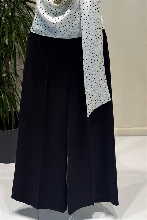 Siyah Tencel Palazzo Pantolon