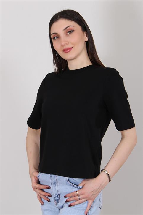 Siyah Vatkalı T Shirt