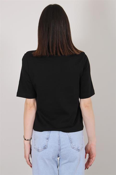 Siyah Vatkalı T Shirt