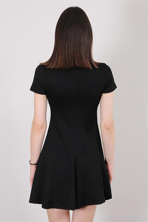 Siyah Volanlı Elbise