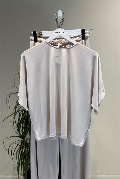 Sütlü Kahve Crop Pantolon Takım