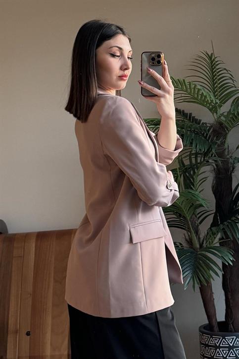Sütlü Kahve Kol Katlamalı Blazer Ceket