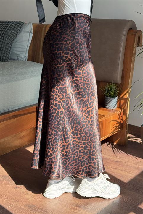Taba Saten Leopar Etek