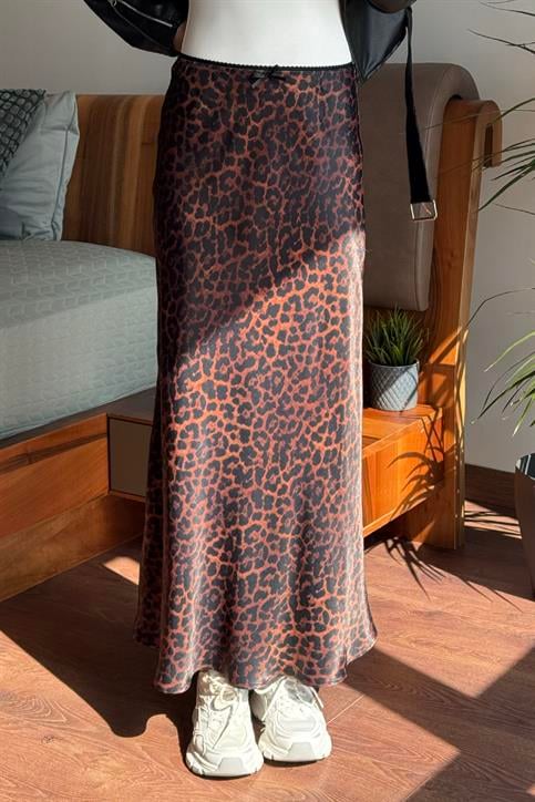Taba Saten Leopar Etek