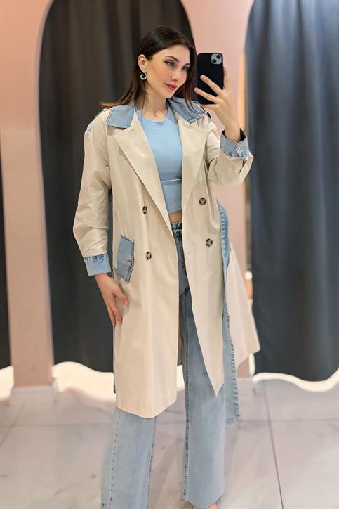 Taş Denim Garnili Trençkot