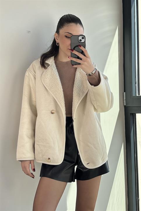 Taş Peluş Astarlı Mont