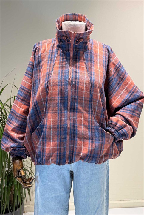 Turuncu Dik Yakalı Reglan Ceket
