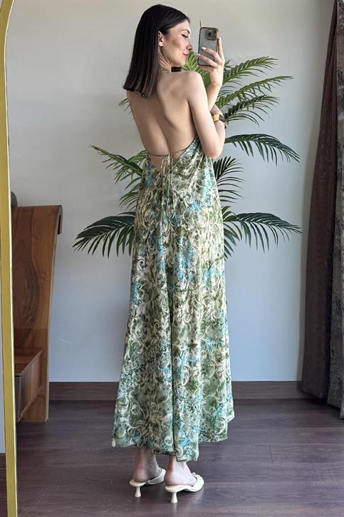 Yeşil Multi Desenli Elbise