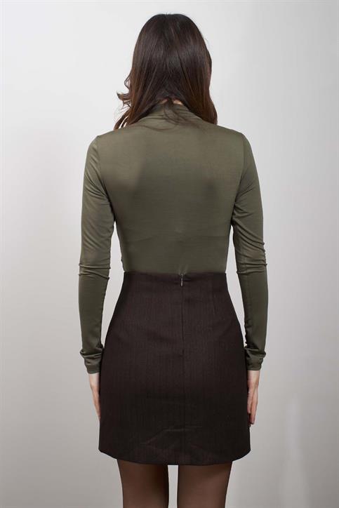 Yeşil Yan Büzgü Detaylı Bodysuit