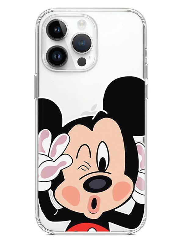 Agzi Acik Mickey Tasarımlı İphone Uyumlu Şeffaf Telefon Kılıfı