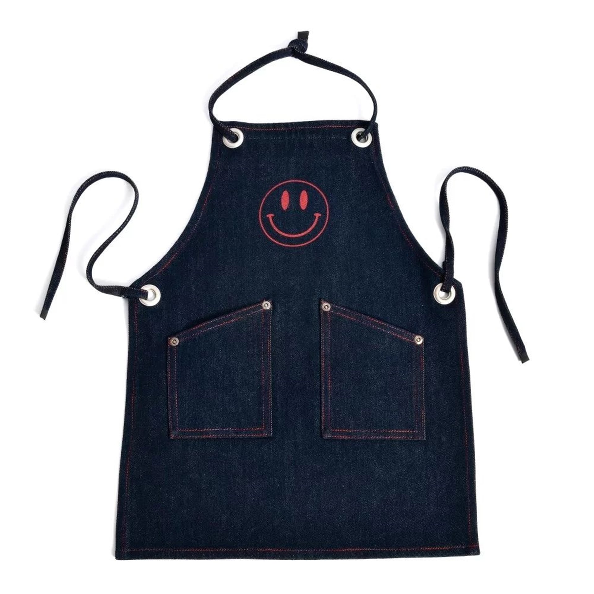 Kırmızı Smiley Face Baskılı Önlük
