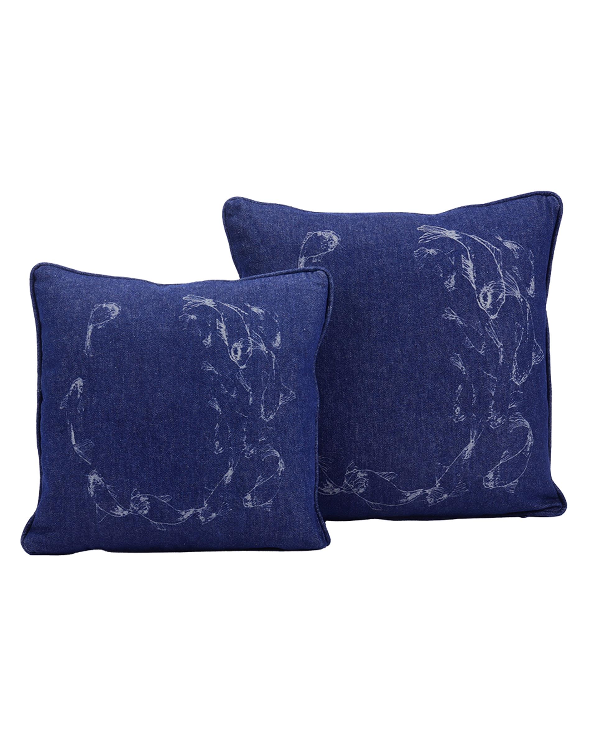 Koi Balık Denim Biyeli Yastık 50*50