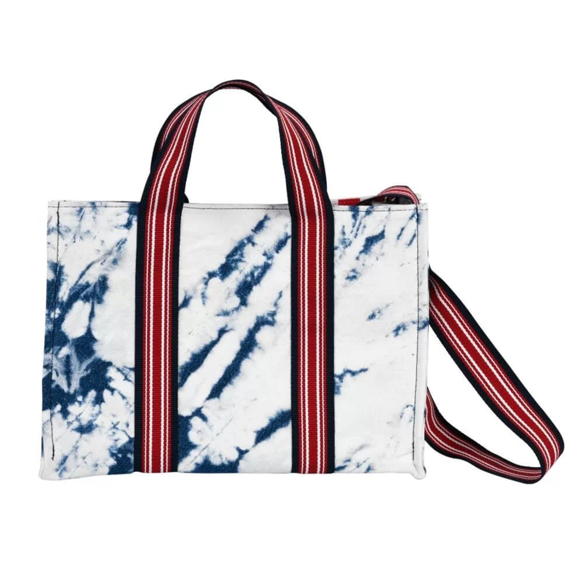 Batik Yıkama Kırmızı Çizgili Astarlı Tote Bag