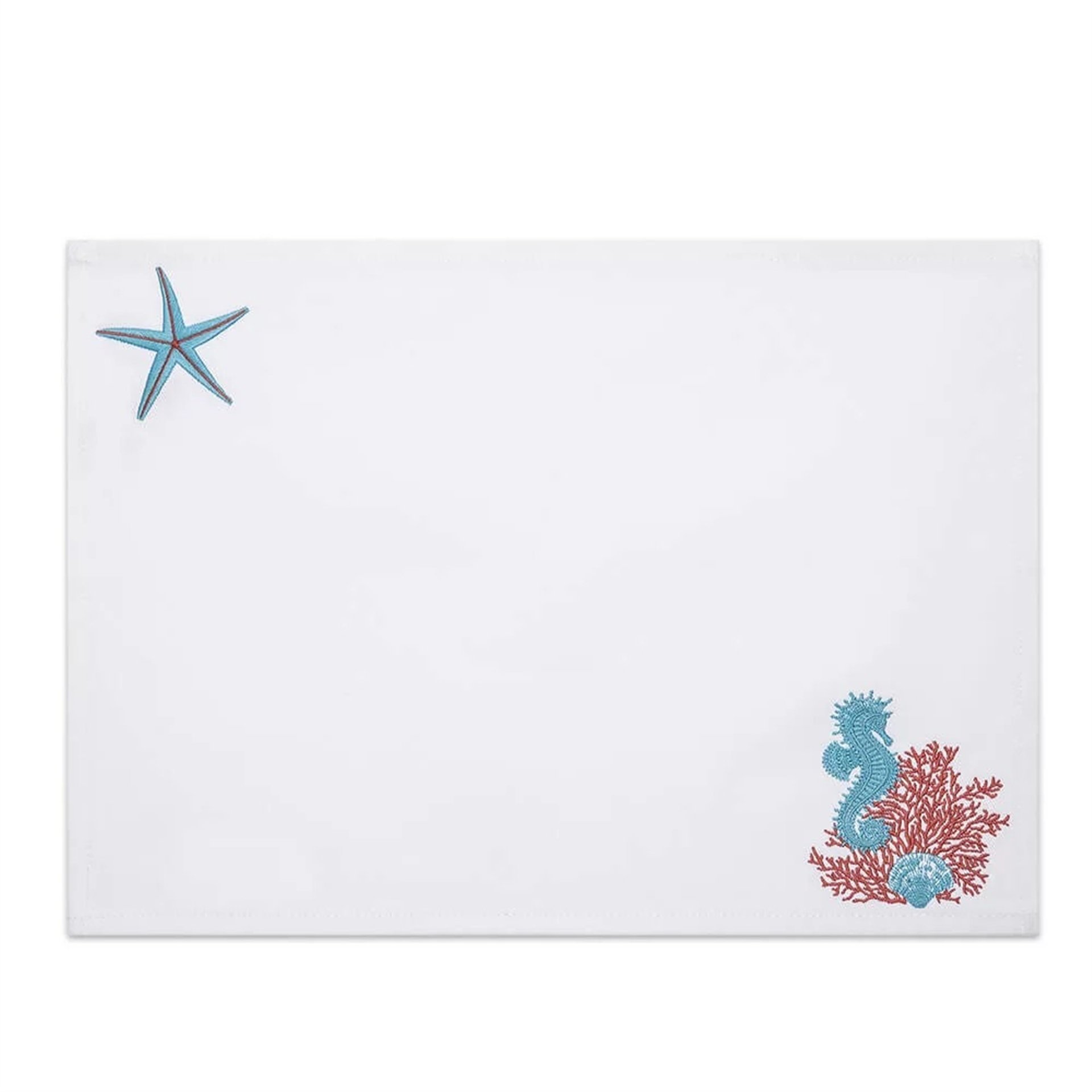 Beyaz Denim Üzeri Denizatı Nakışlı Amerikan Servis