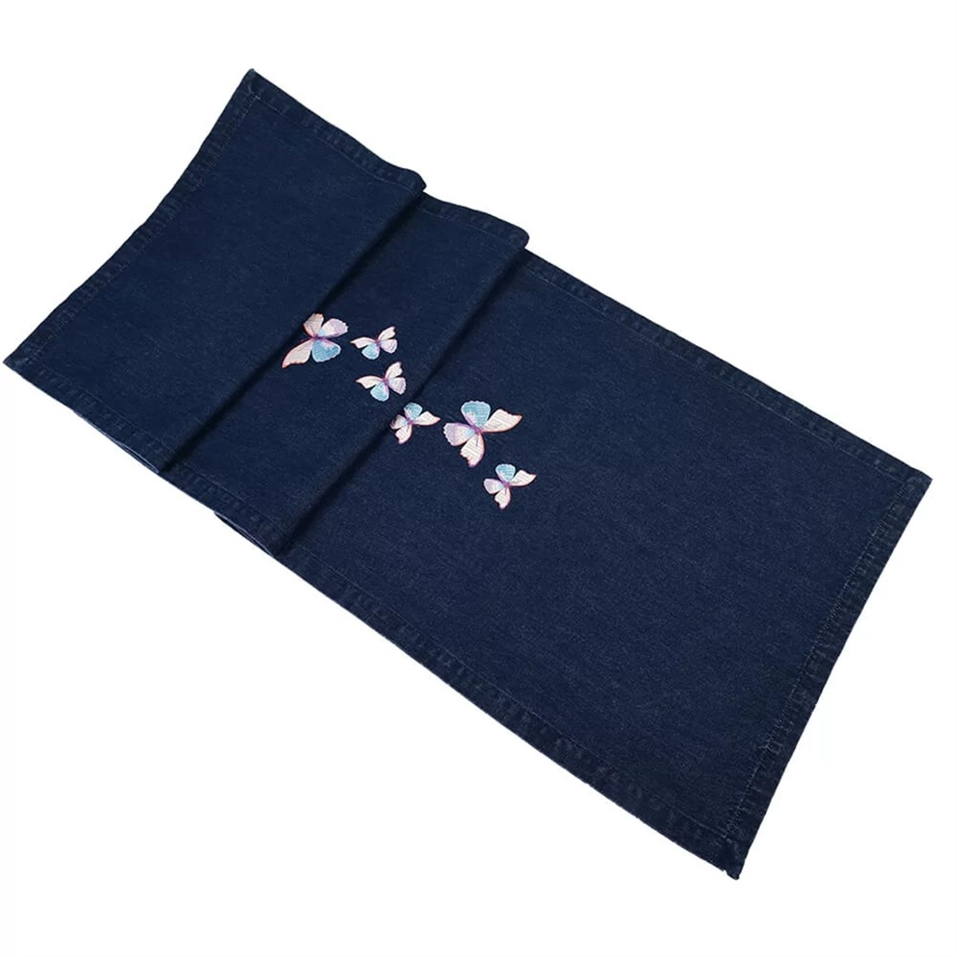 Denim Kelebek Nakışlı Runner (Özel Seri)