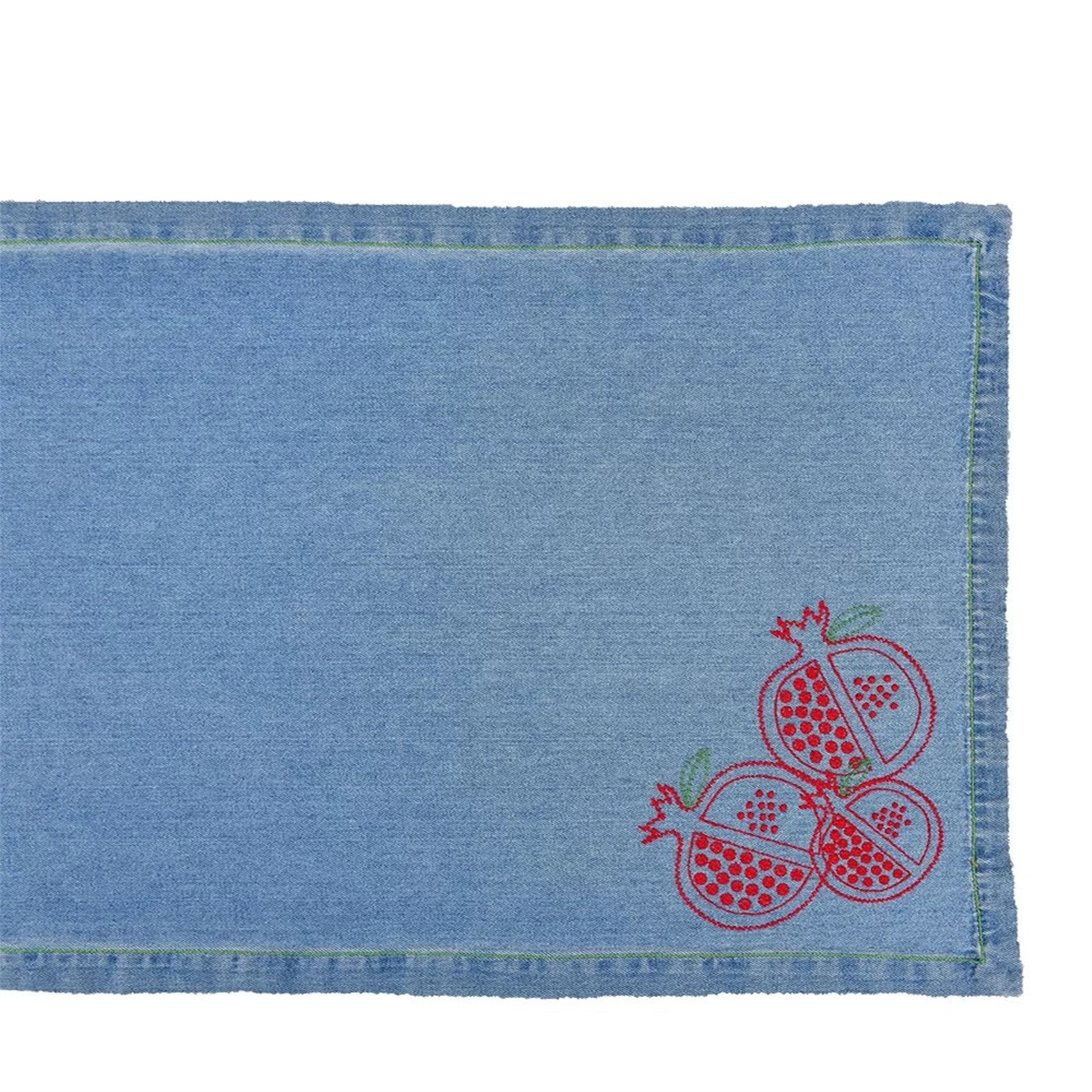 Denim Nar Nakışlı Buz Mavi Runner