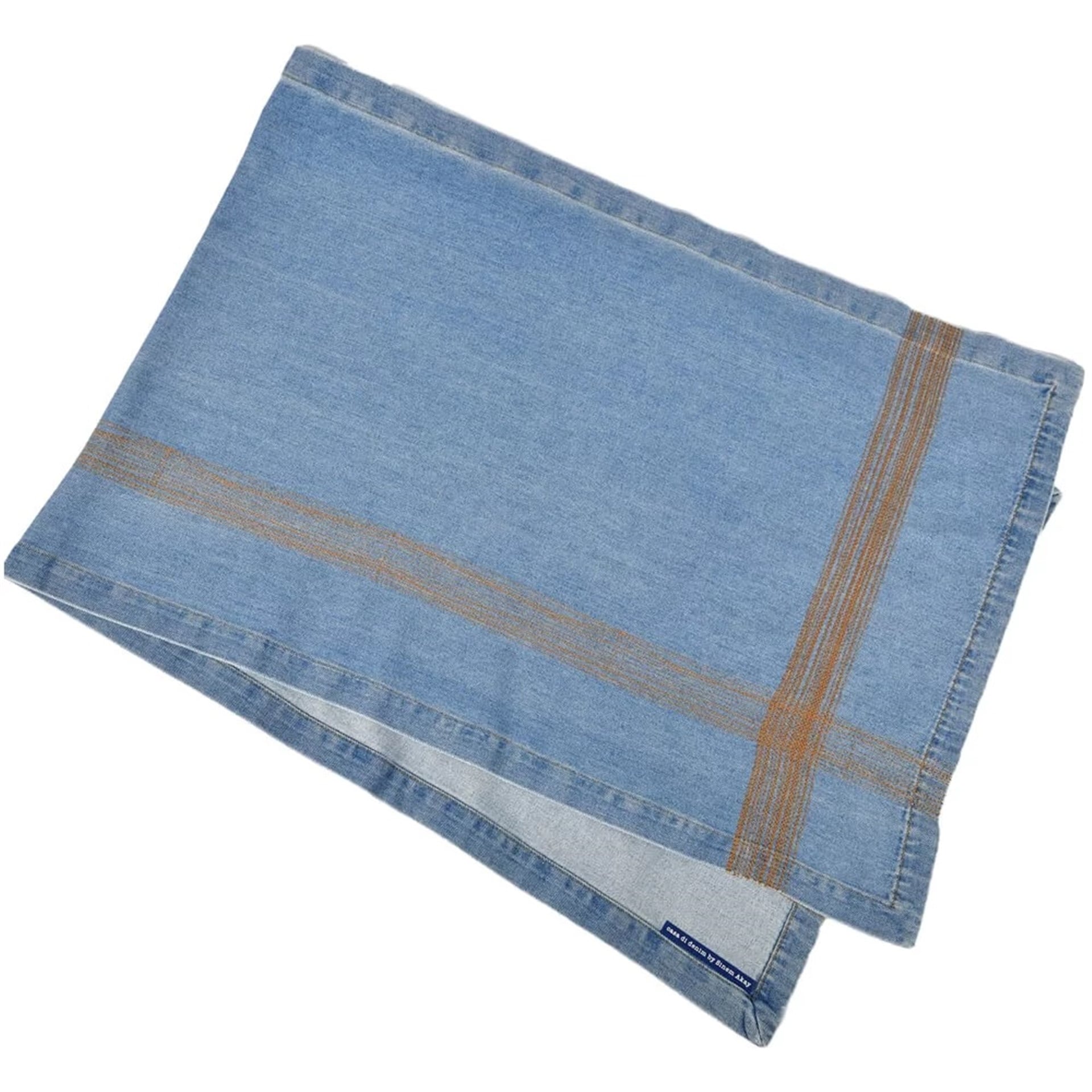 Denim Üzeri Tütün Rengi Nakışlı Runner