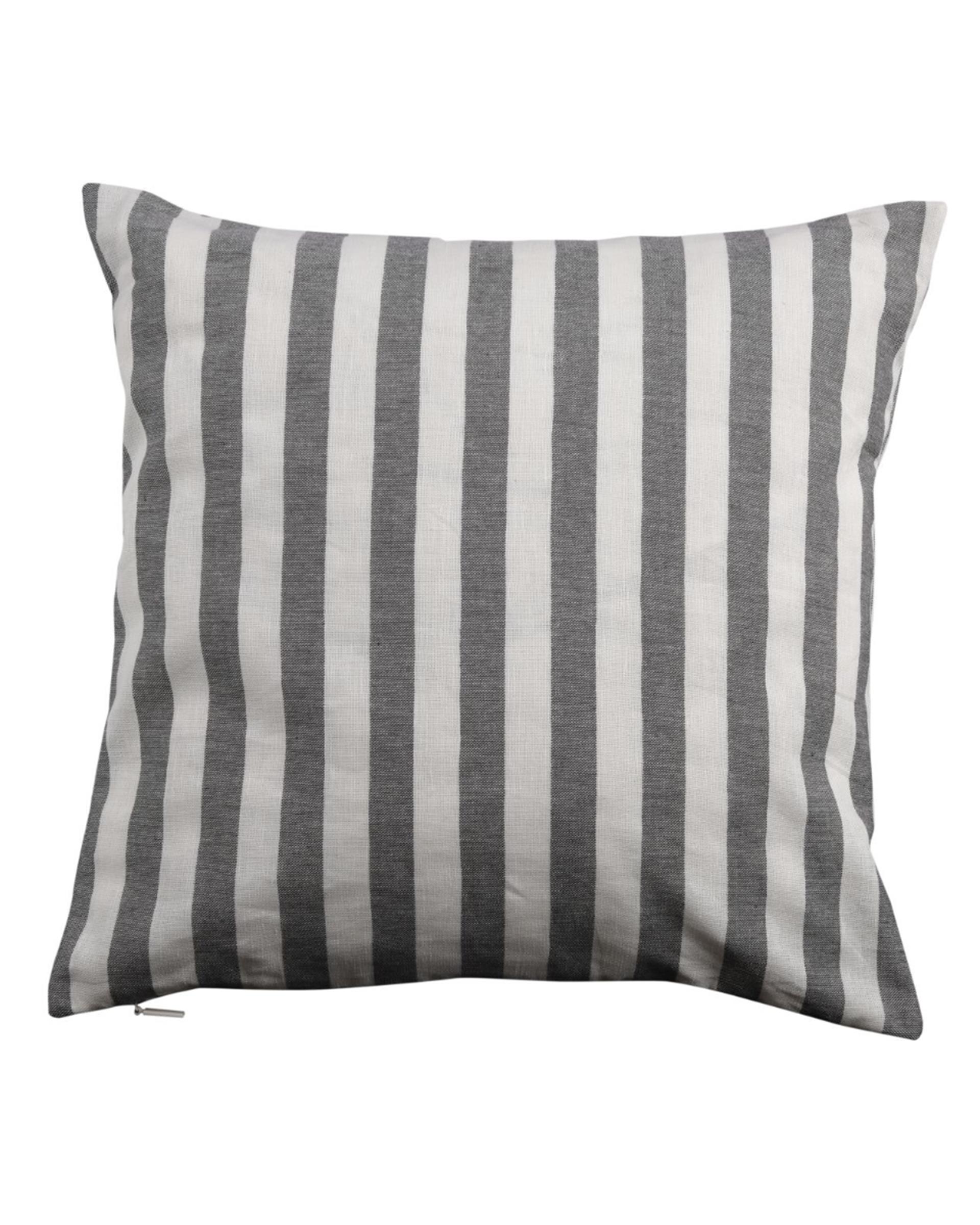 Gri Çizgili Keten Yastık