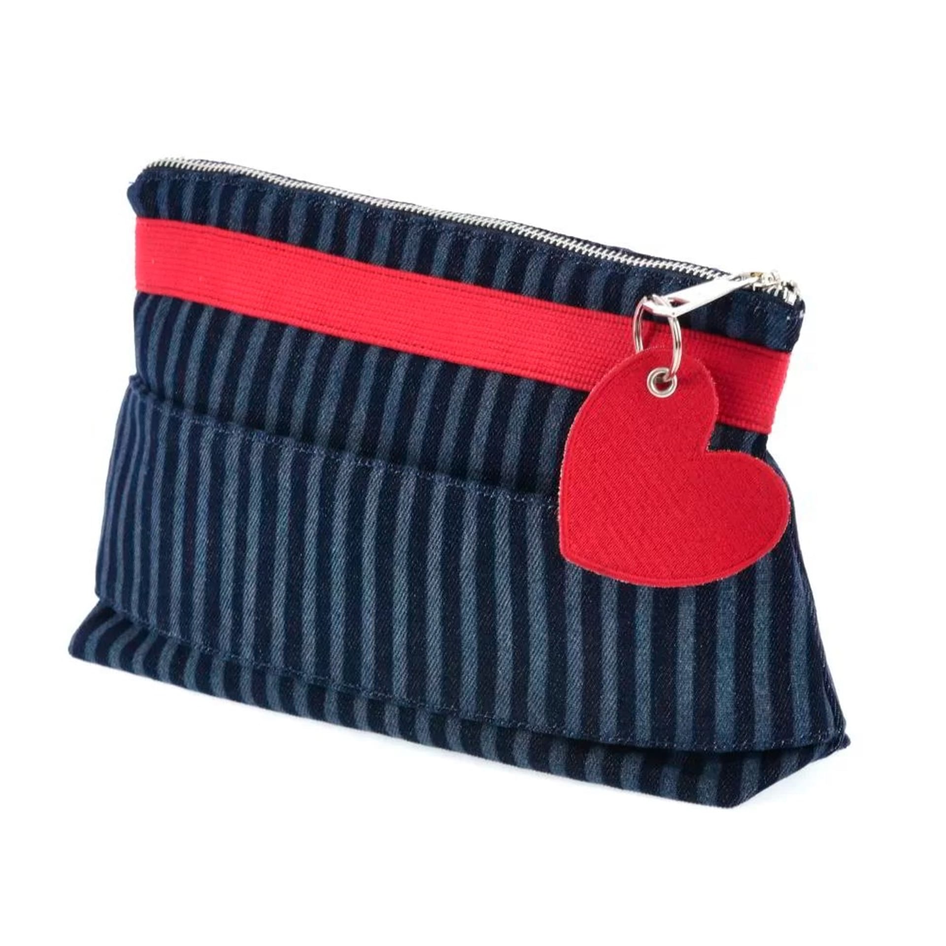 Kalp Detaylı Çizgili Clutch