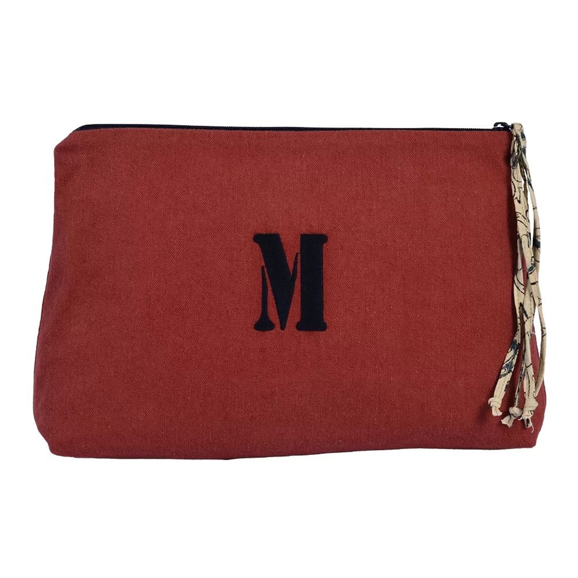 Keten Harf Nakışlı Clutch Çanta