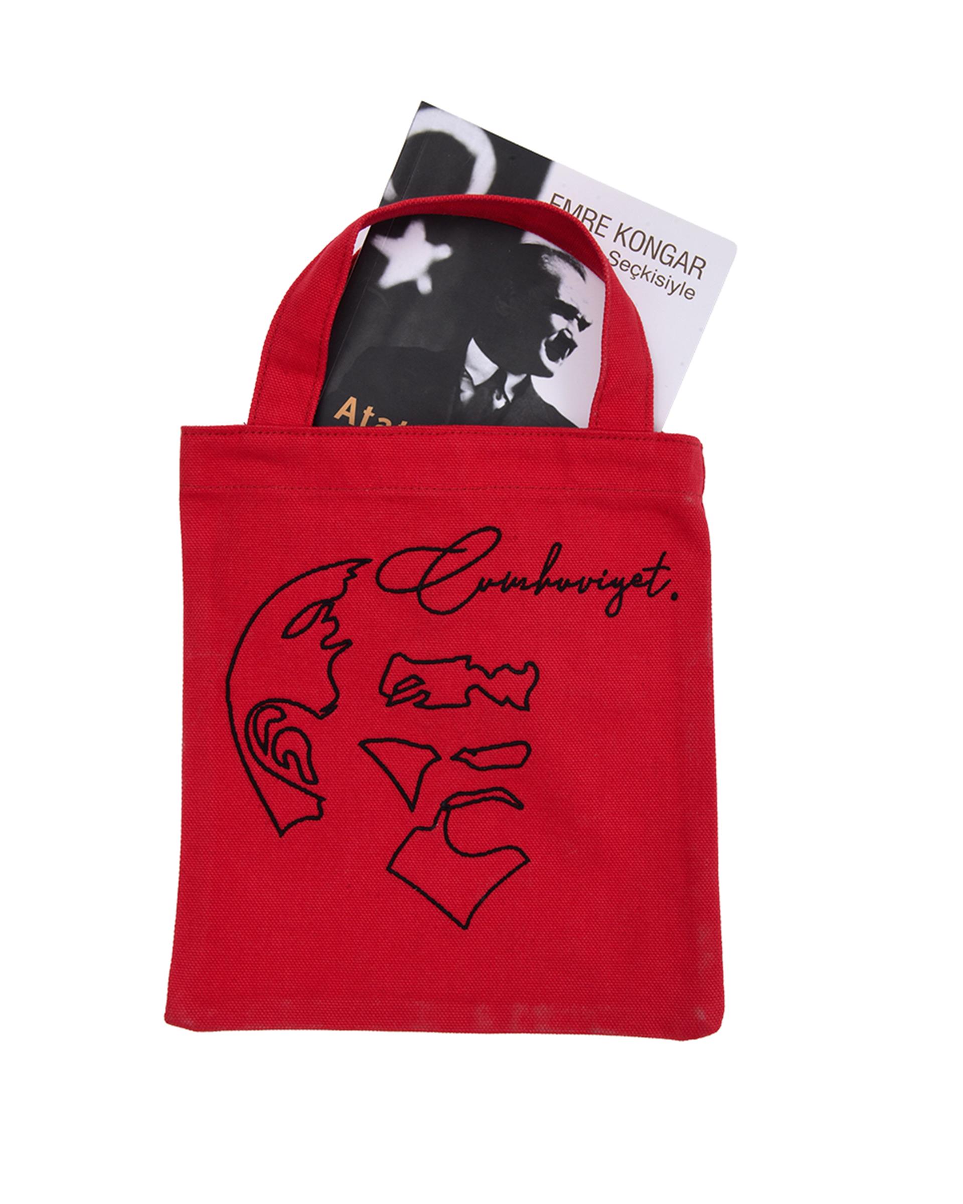 KIRMIZI ATATÜRK NAKIŞLI 100. YIL KİTAP ÇANTASI