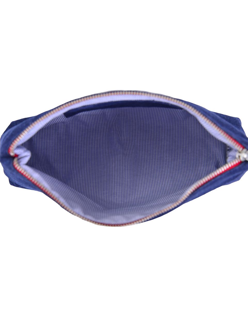 KIRMIZI HARF NAKIŞLI DENİM CLUTCH
