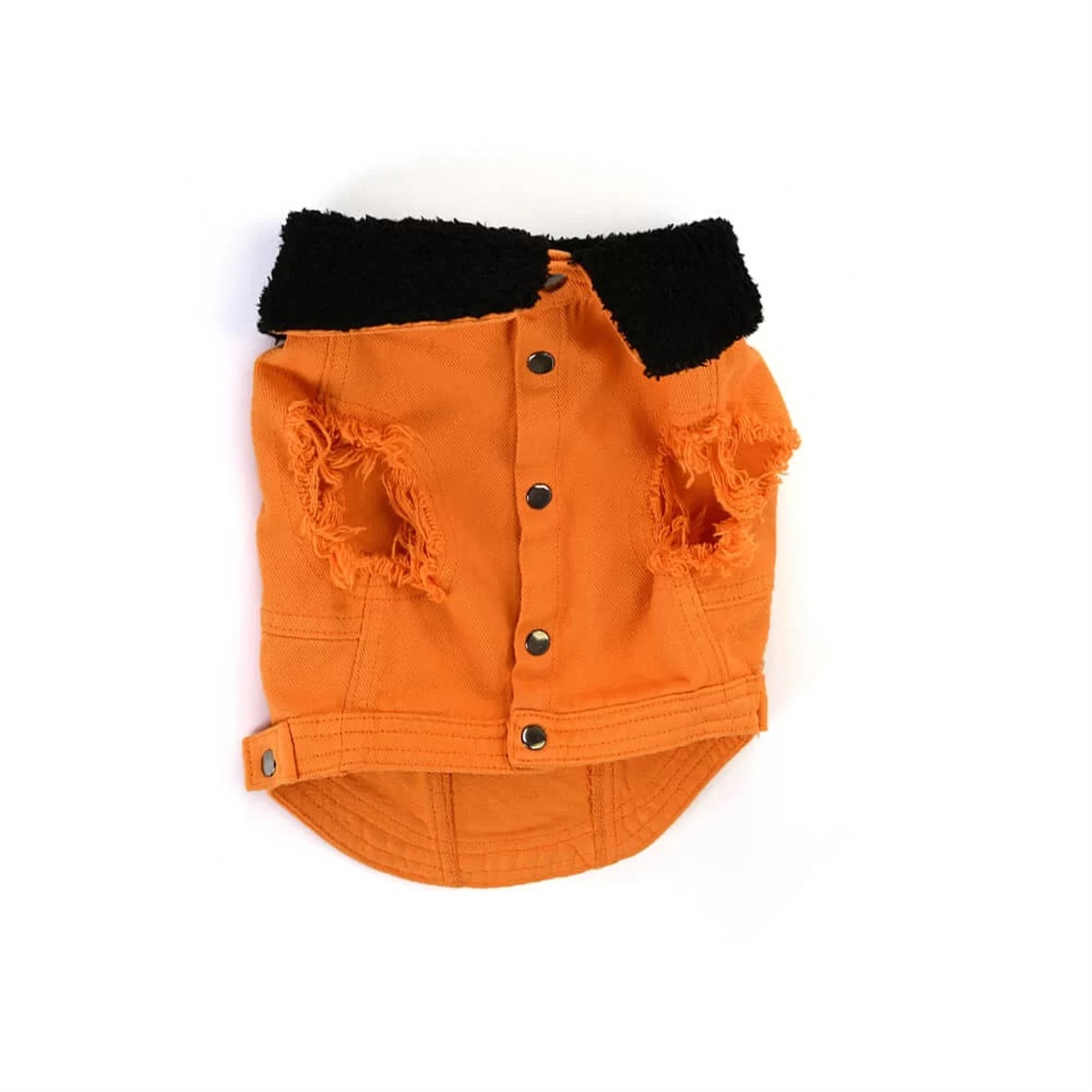 Turuncu Denim Kürklü Köpek Ceketi