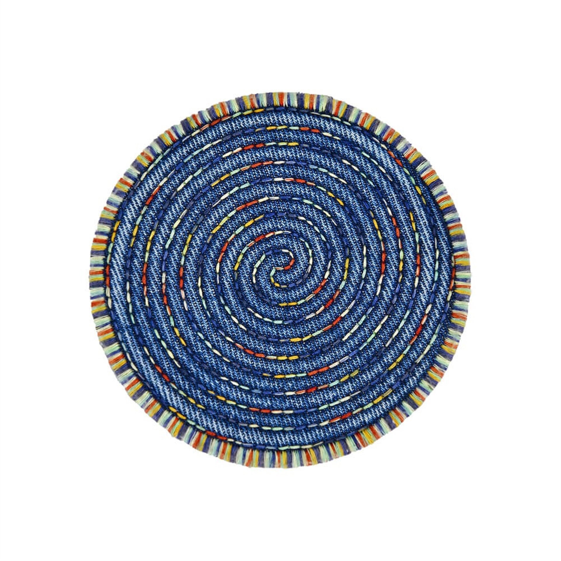Yuvarlak Denim Ebruli Bardak Altlığı
