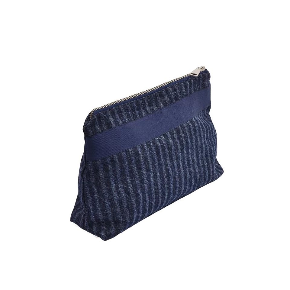 Denim Çizgili Clutch Çanta