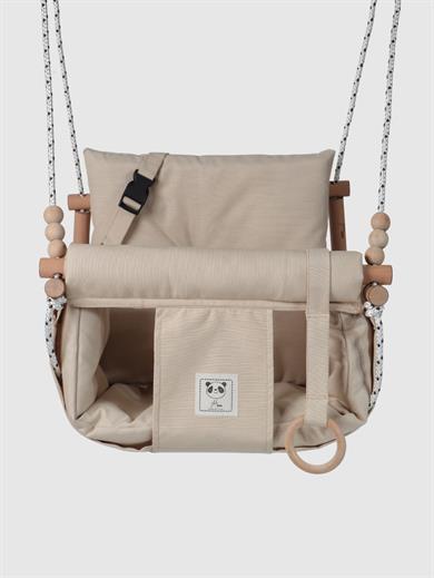 Emniyet Kemerli Bebek Salıncak Ağaç Salıncak Bej